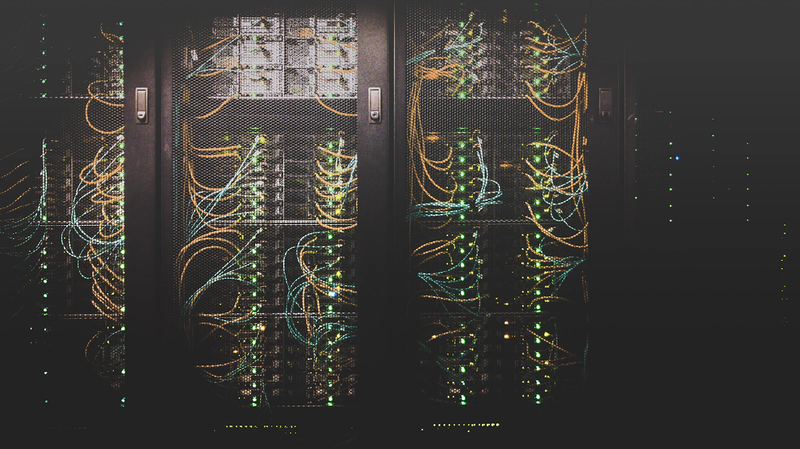 Server racks with cabling in a data center